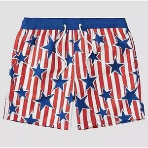 Mad Engine Men's Star Print Striped Americana Swim Shorts Patriotic Men’s XL NWT